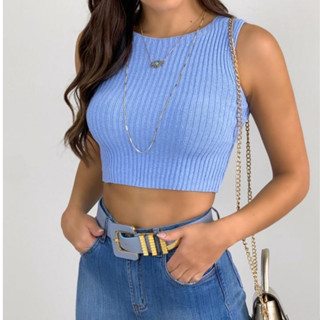 Cropped Canelado Roupas Femininas Tricot
