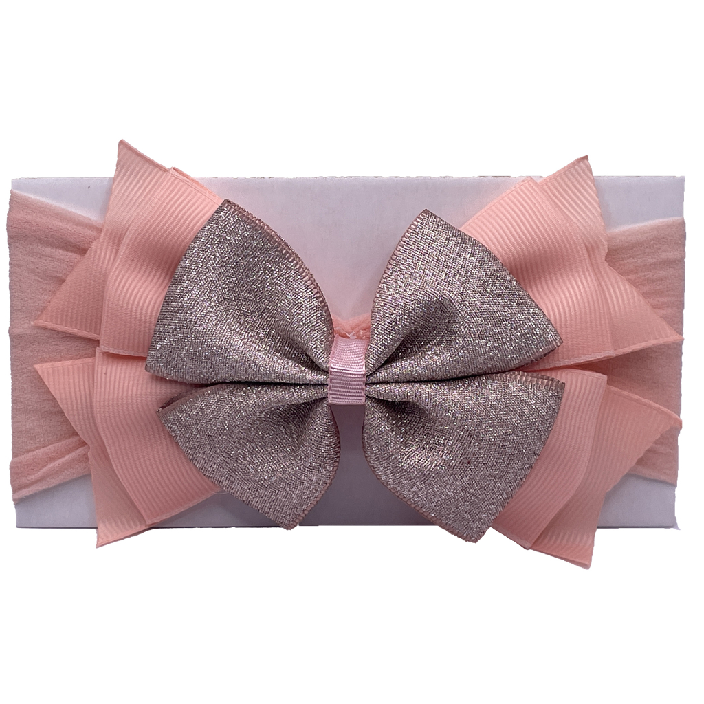 KIT 10 Faixa de Cabelo com laço Brilho Infantil Bebe Meia De Seda Mod 16