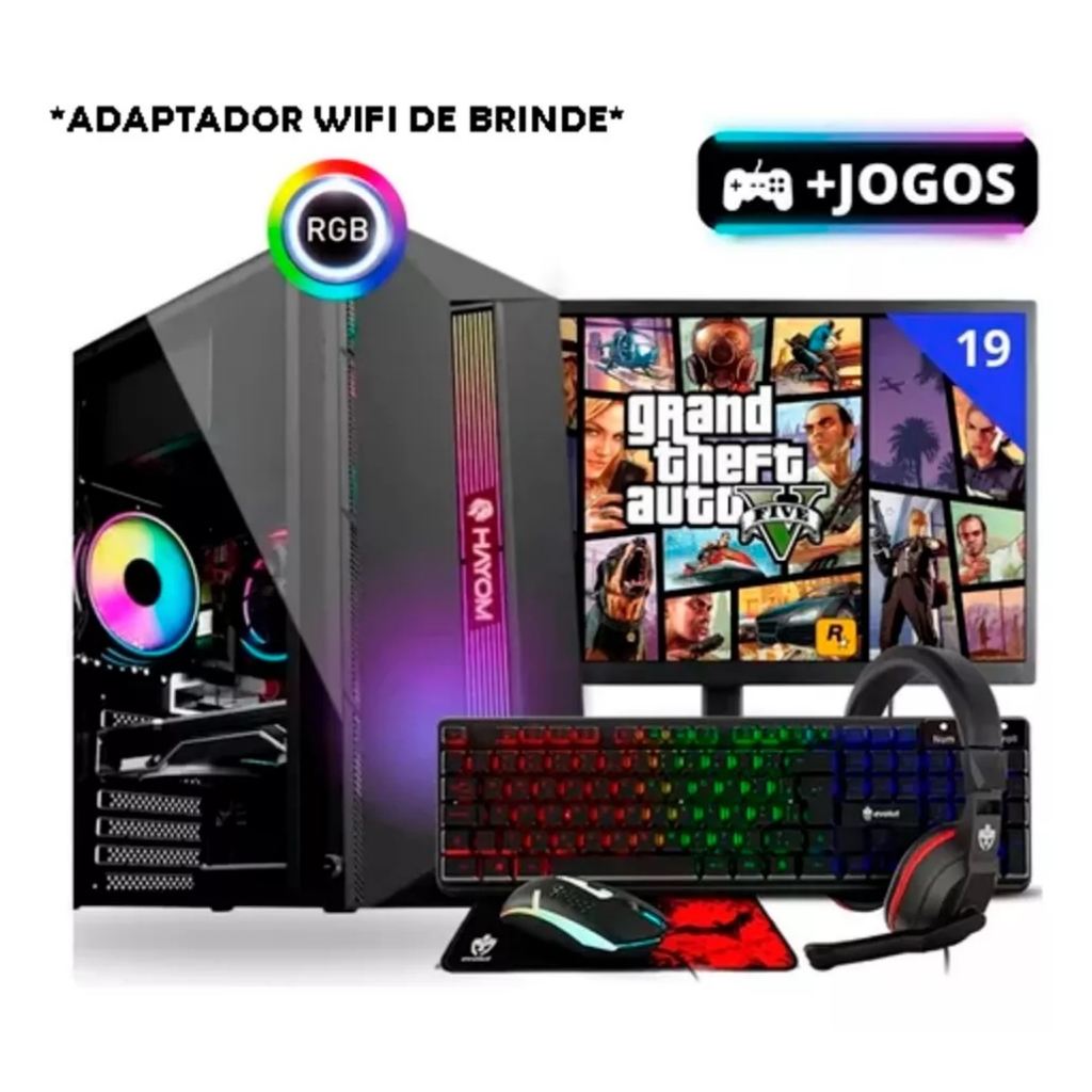 Pc Completo Gamer i5 Com Monitor LED! 8gb, ssd240gb, Wifi + 30 Jogos!