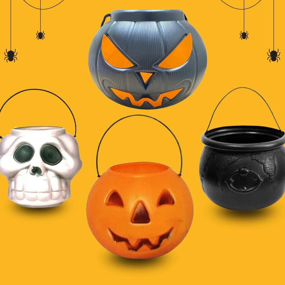 Baldes Abóbora Grande Médio Pequeno Decoração Halloween Cesto Festa Dia Das Bruxas Lembrancinha em Oferta na Shopee