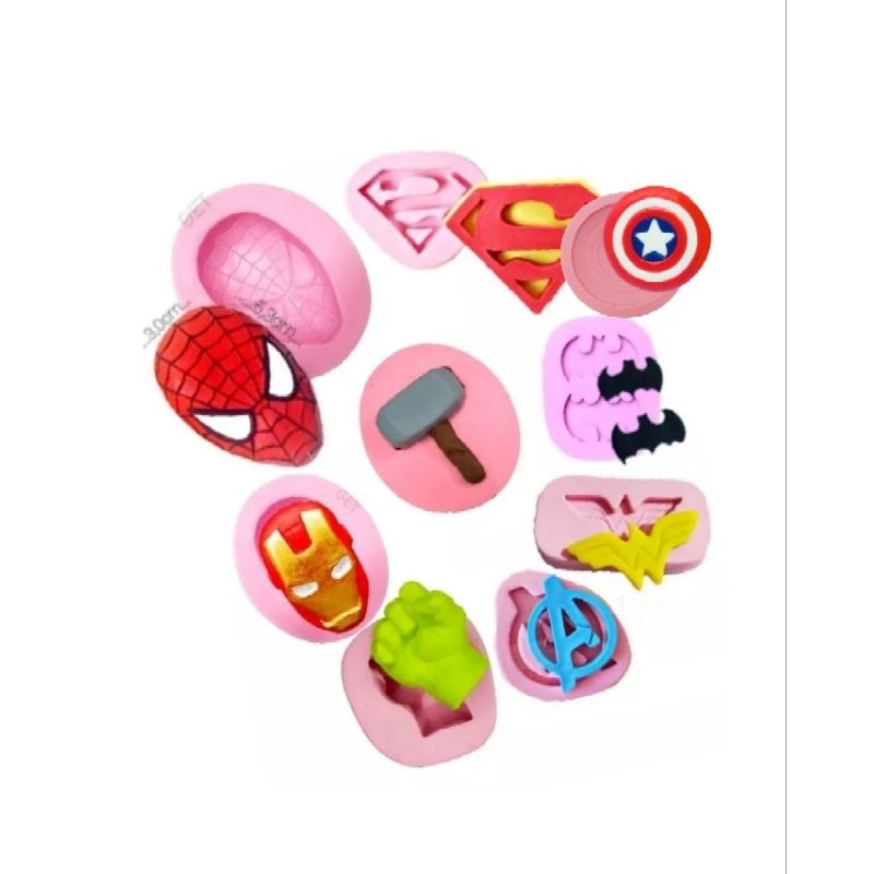 Moldes silicone - HERÓIS vingadores (Homem aranha/ Hulk/Super Men e outros). em Oferta na Shopee