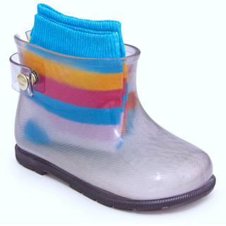 Bota Galocha Infantil Transparente Feminina Menina Com Meia