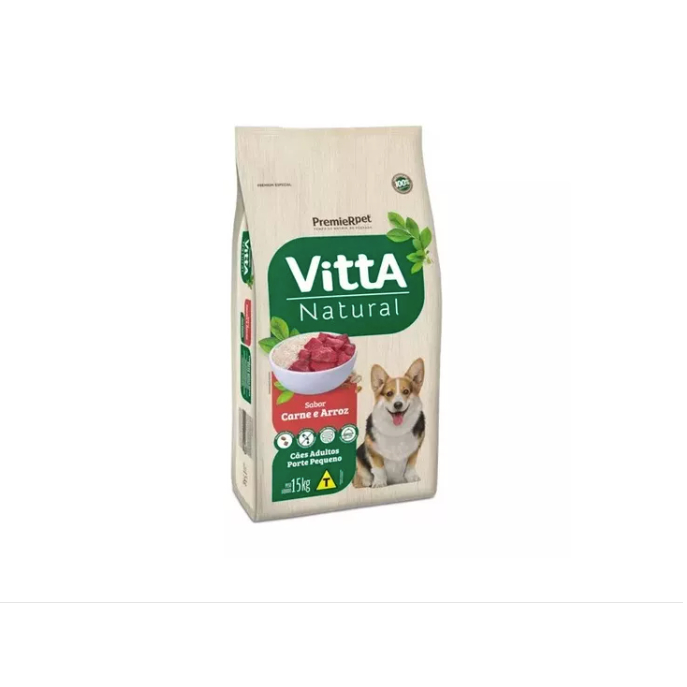 Ração Premier Vitta Natural para Cães Adultos de Pequeno Porte Carnes e Arroz 15 kg