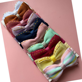 kit 10 Laços de cabelo para Bebê Gravata Duplo Jeans na meia de seda