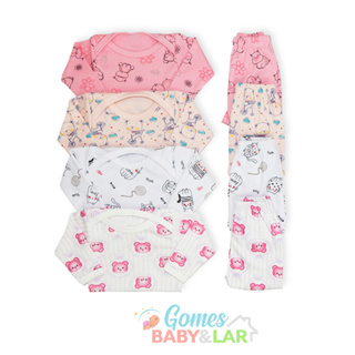 Conjunto Body Bebê com Calça Mijão Liso Estampado Malha Canelada Kit 6 peças em Oferta na Shopee