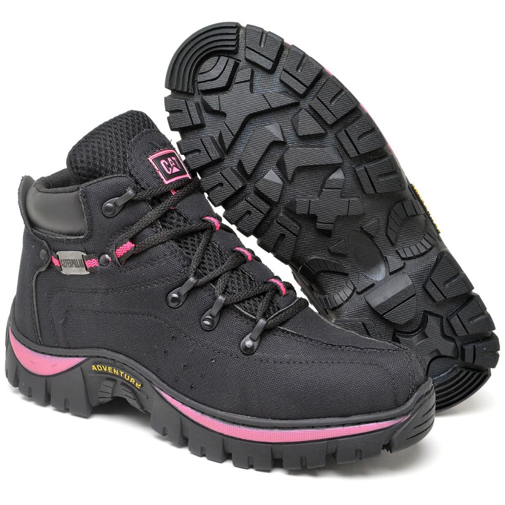 Coturno Caterpillar Feminino de Couro Bota Adventure Original Feminina Sola Antiderrapante Costurada + Palmilha Gel