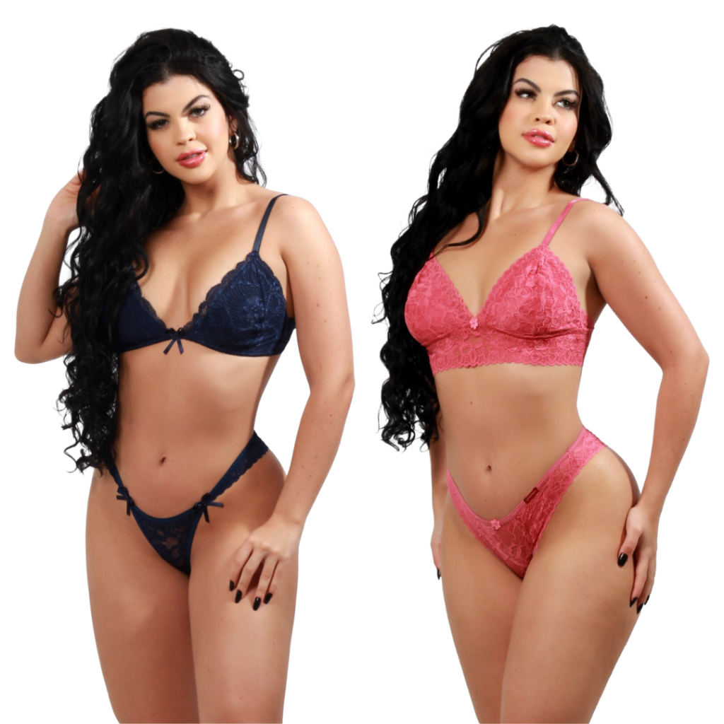 Kit 2 Conjuntos Lingerie de Renda sem Bojo em Oferta na Shopee