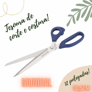 Tesoura Mundial Para Corte e Costura Mundial 12 Cushion pro  cabo azul 990-12 (30cm) em Oferta na Shopee