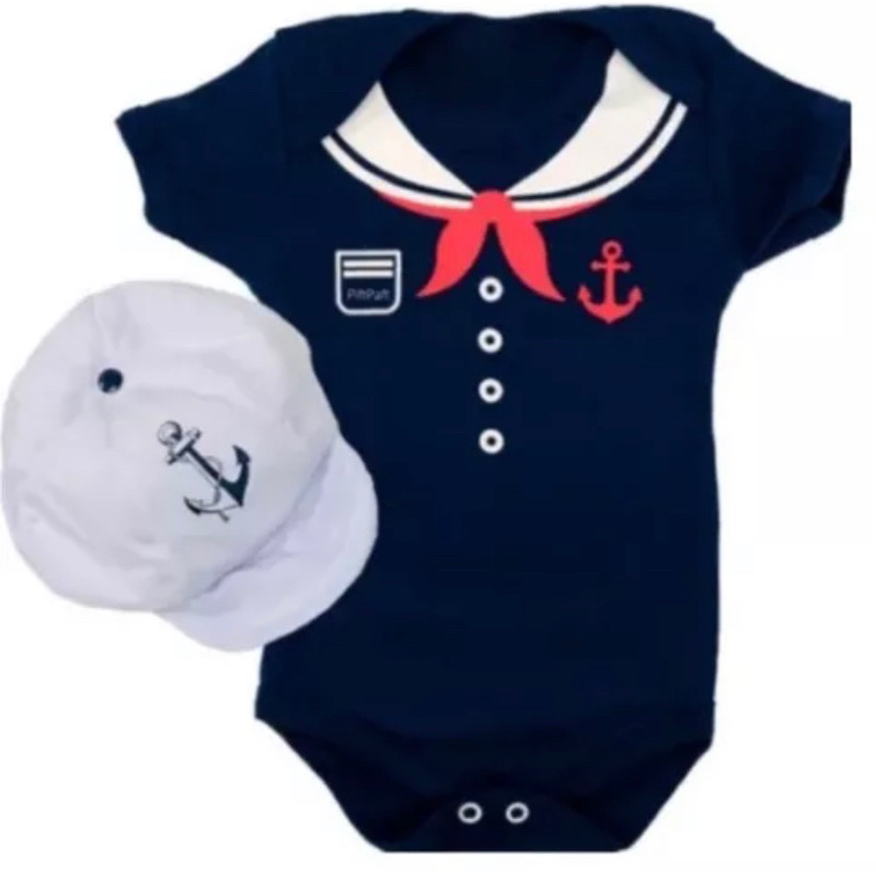 Body bebê temático Marinheiro + boina Marinheiro