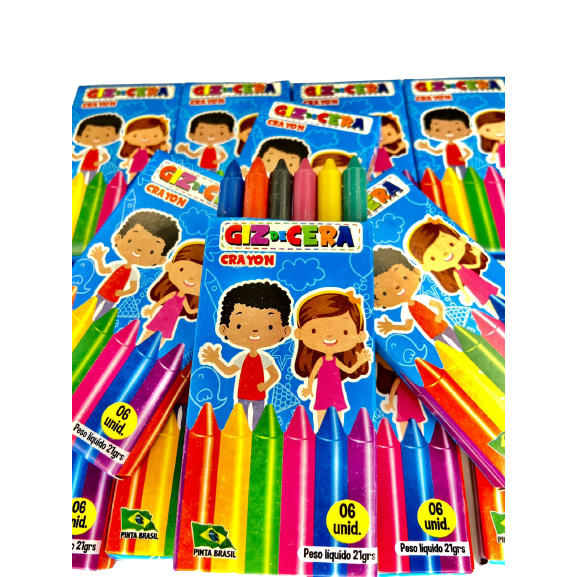 25 Cx Giz De Cera 6 Cores Atacado Para Kit Festa Lembrancinha Aniversario Prenda Criança novo em Oferta na Shopee