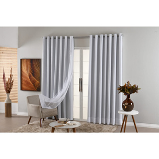 Cortina Blecaute Com Voil 4,00 x 2,30 Blackout em Oferta na Shopee