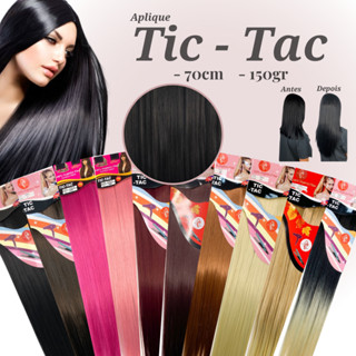Aplique Tic Tac Liso Natural Idêntico Ao Humano 70cm