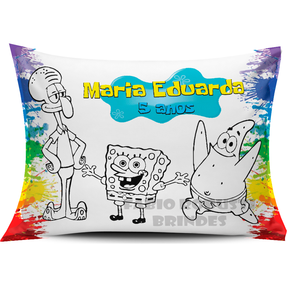 20 Almofada Personalizada para Colorir BOB ESPONJA Lembrancinha Infantil Aniversário Pinte e Lave Qualquer Tema