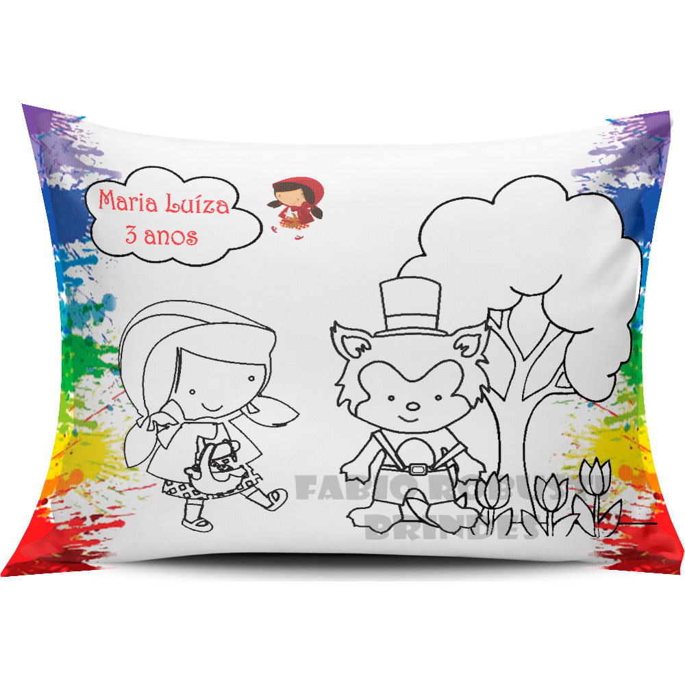 20 Almofada Personalizada para Colorir CHAPEUZINHO VERMELHO Lembrancinha Infantil Aniversário Pinte e Lave Qualquer Tema