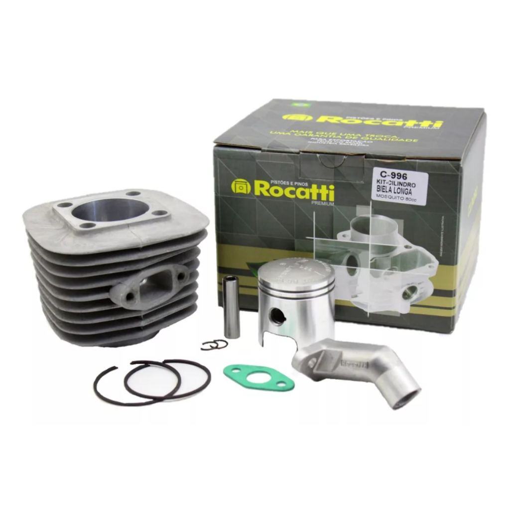 Kit Cilindro Bicicleta Motorizada Motor Moskito 80cc Biela Alta Com Coletor 40mm e Junta em Oferta na Shopee