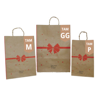 Sacola de Papel Kraft Laço Vermelho Presente - 50 Unidades em Oferta na Shopee