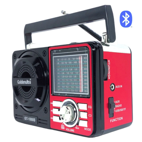 Rádio Retrô Vintage Portátil com bluetooth A Pilha E Tomada Am Fm Sw Pendrive Com Sd Usb