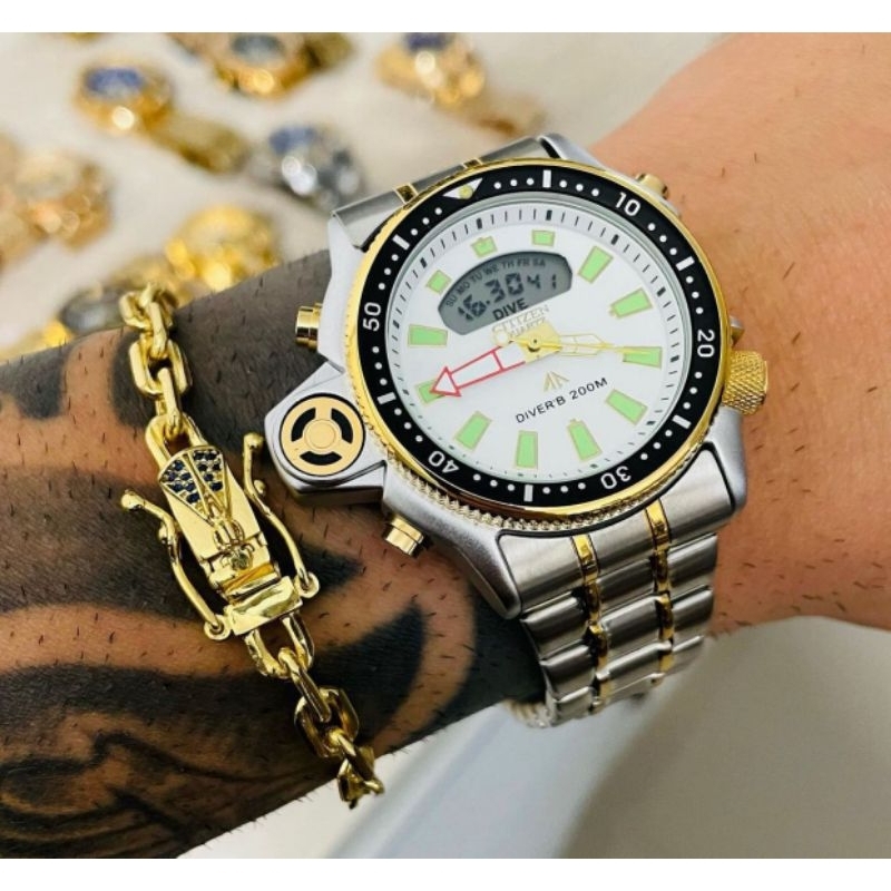 relógio citzen Aqualand promaster misto prata masculino luxo