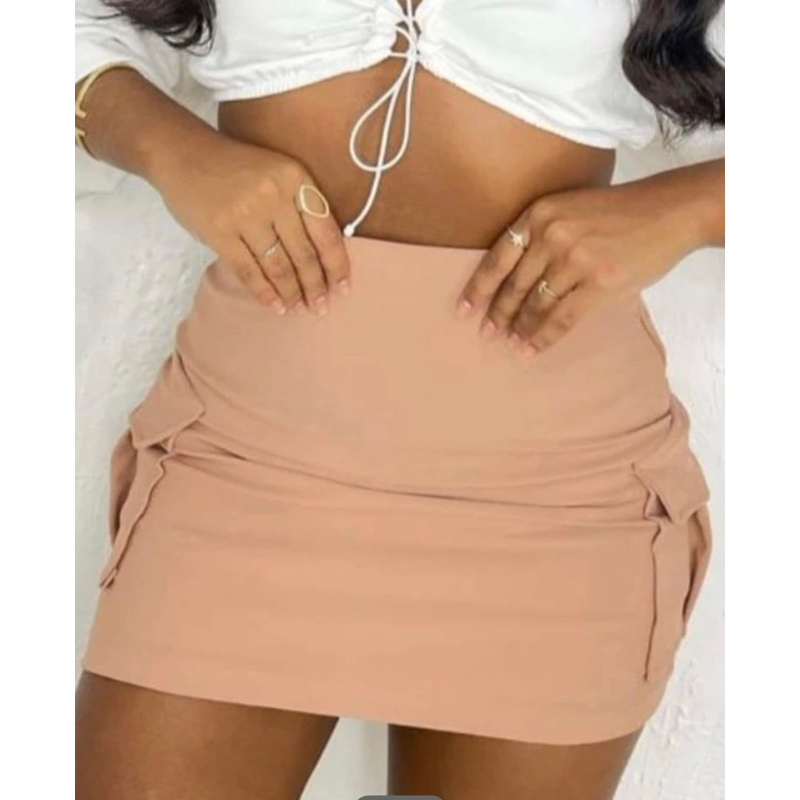 Short Saia Bolso Lateral Premium em Oferta na Shopee
