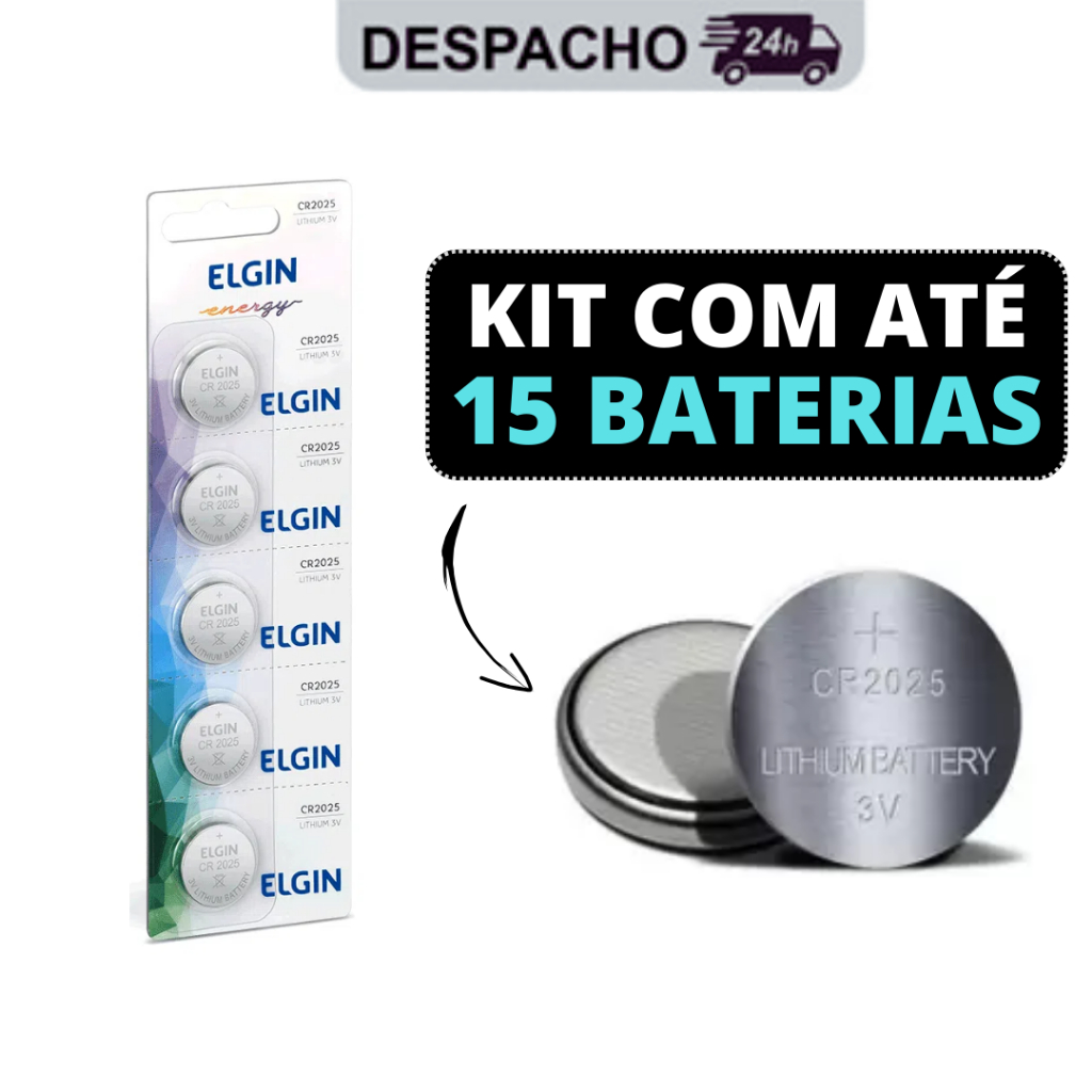 Bateria de Litio CR2025 3v Elgin Eletrônica Para Aparelhos Portateis