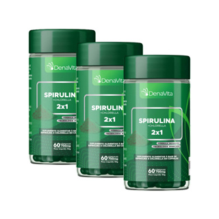 Kit 3x Spirulina 2x1 Fonte de Proteínas, Vitamina B, Selênio, Suplemento Em Capsulas -700Mg - Denavita