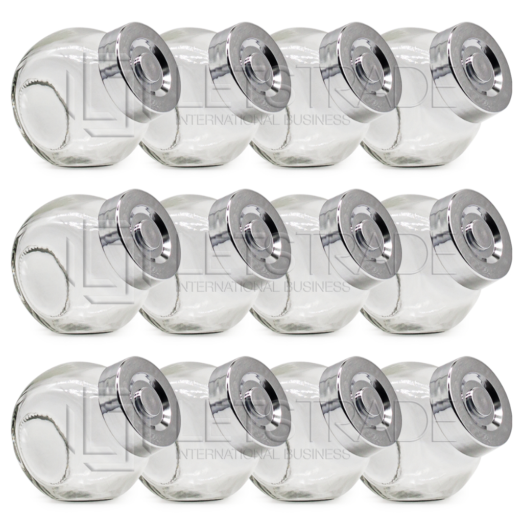 12 Potes Vidro 100ml Porta Temperos  100 Ml Baleiro Tampa Plástico Prata Tamanho 6,5x6,5x5cm