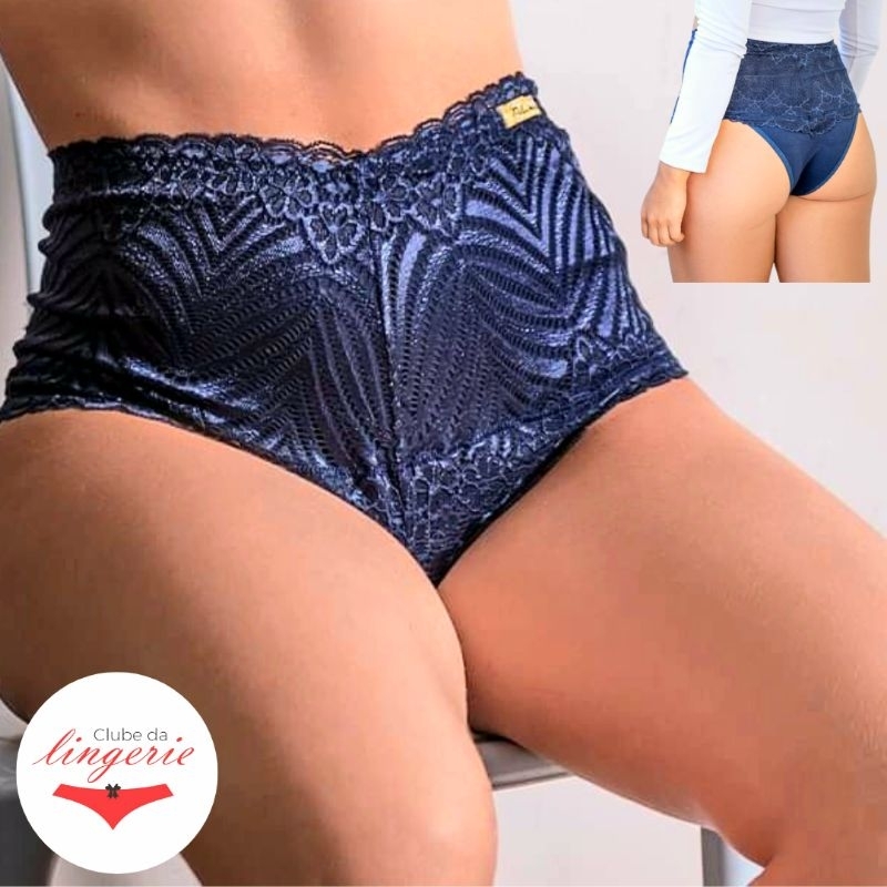 Calcinha Cinta Cintura Alta Tanga Pala Rendada Modeladora