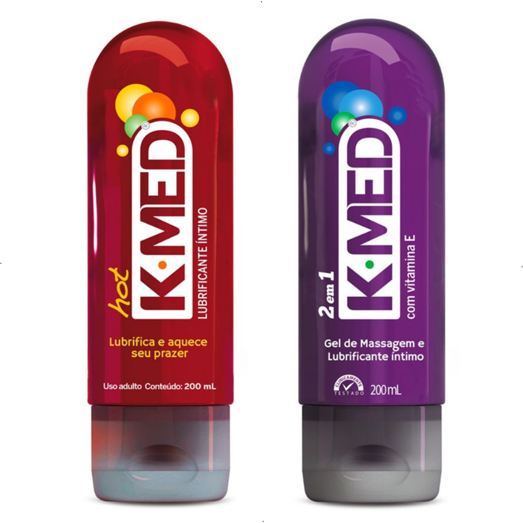 Kit Gel Lubrificante K-Med 2em1 e HOT para Massagem e Lubrificação