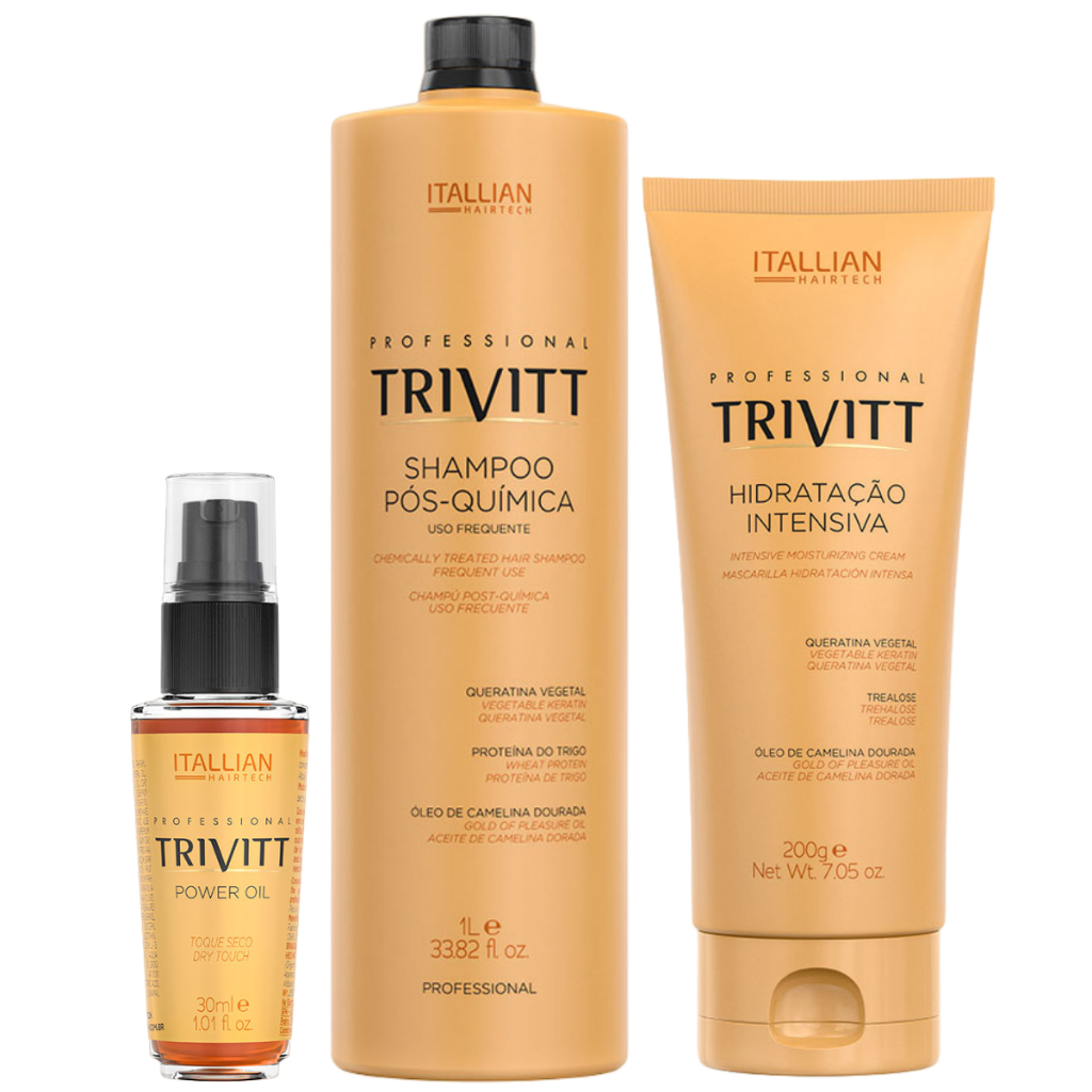 KIT SHAMPOO PÓS QUÍMICA 1L HIDRATAÇÃO INTENSIVA 200G E POWER OIL 30ML - Beauty