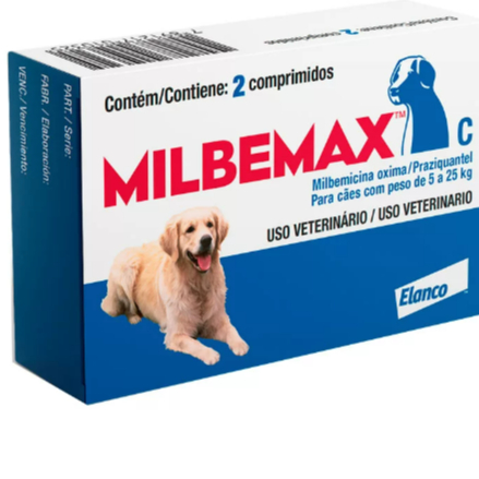 Vermífugo Milbemax C para Cães 5 a 25kg 2 Comprimidos Elanco