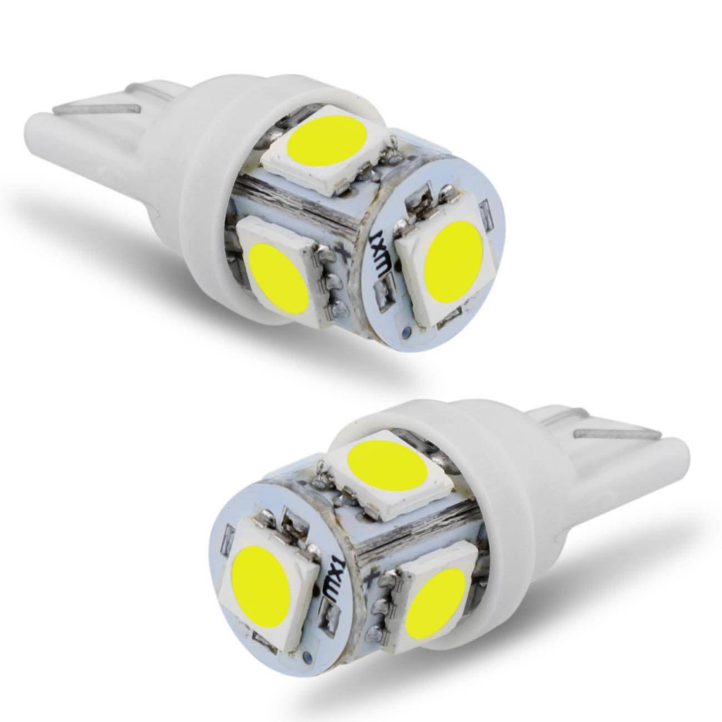 Lâmpada T10 Torre 5 Leds Pingo Branco Frio 6500k 12v par
