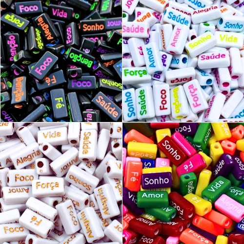 Até 300 Peças Entremeio Retangular Palavras Em Português Plaquinha Pulseira em Oferta na Shopee