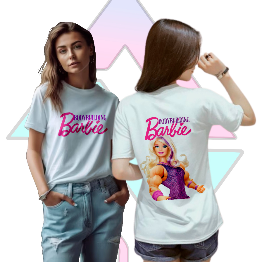 Blusa Feminina Academia Personalizada Barbie Bodybuilding Basica Ideal Para Treino e Academia! Camiseta Unissex, Camisa Malha Fria Modelo Barbie dry fit Lisa Raglan