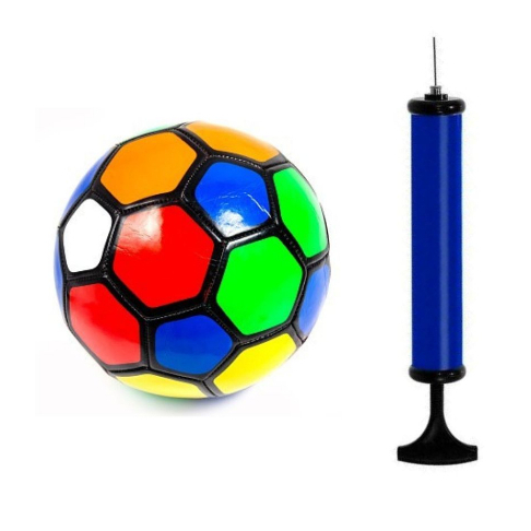 Mini Bola de Futebol Infantil Colorida Matemática N°2 + Bomba de Inflar
