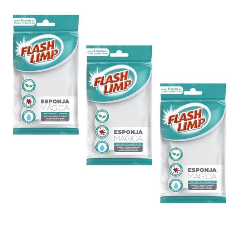 Esponja Magica Tira Mancha c/ 3 Unidades Flash Limp