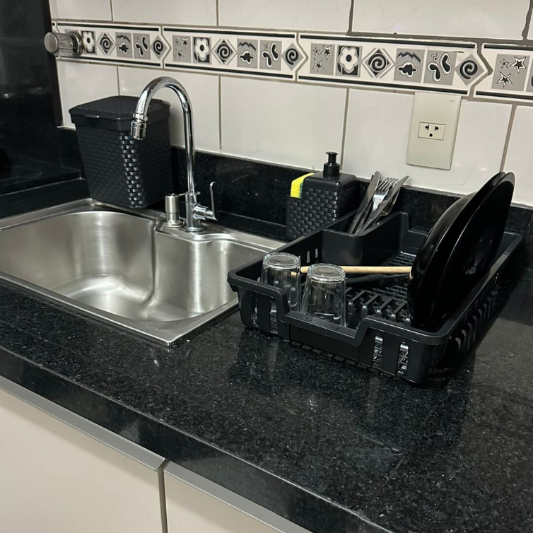 Conjunto Pia Completa Escorredor de Louça + Lixeira de Pia 05 Litros + Porta Detergente Kit cozinha