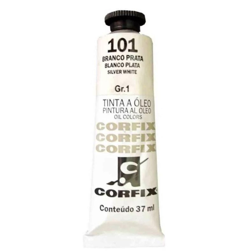 Tinta à Óleo para pintura em tela Corfix Bisnaga Gr.1 - 101 Branco Prata em Oferta na Shopee