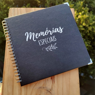 Caderno Álbum Scrapbook  Capa Dura Preto Quadrado 19x19 cm