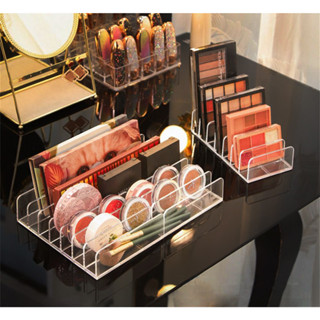 Partição Acrílico Transparente de Mesa Caixa de Armazenamento de Bandeja da Sombra de olho Em Pó Pó de Maquiagem Blush Cosméticos Prateleira