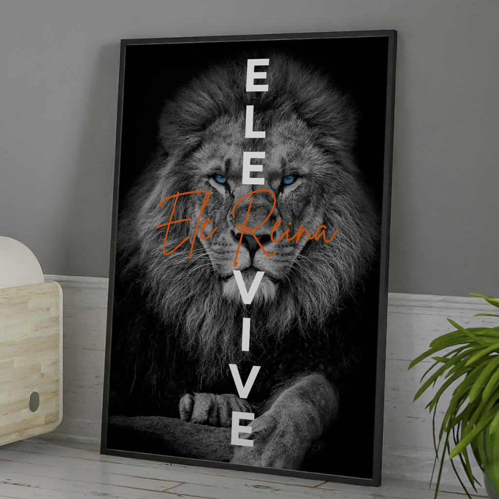 Quadro Decorativo Leão Tribo De Judá Grande Com Moldura