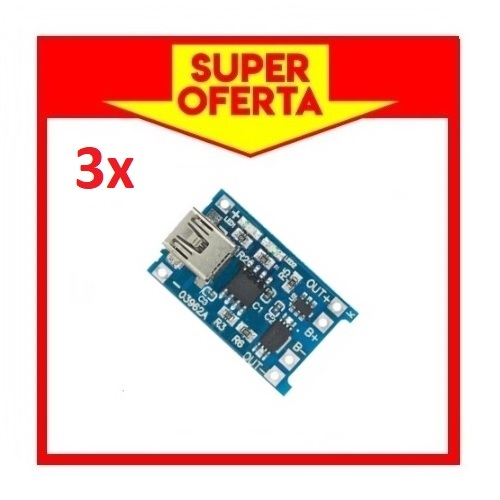 3 Placa MINI USB Tp4056 18650 5v Arduino, Pic