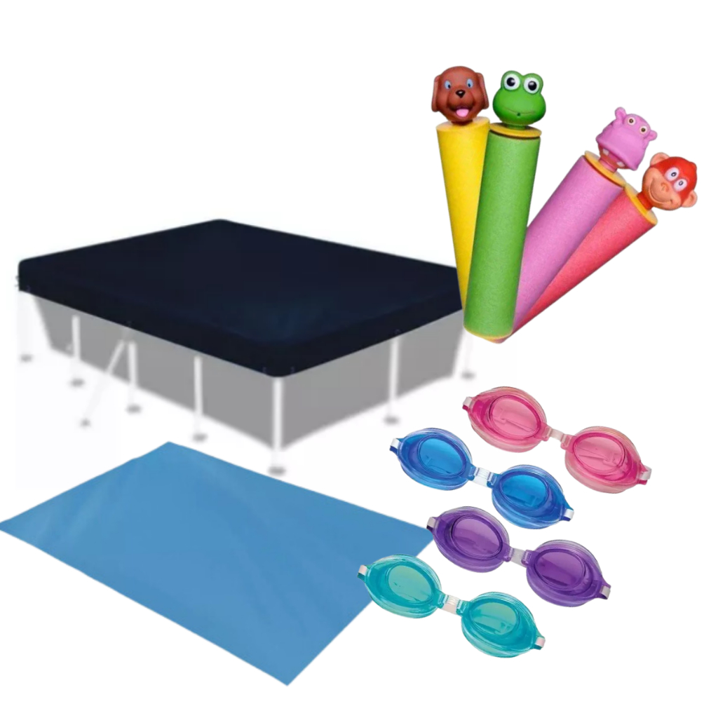 Kit Capa e Forro Para Piscina 2000Litros + Óculos e Lança Água Mor em Oferta na Shopee