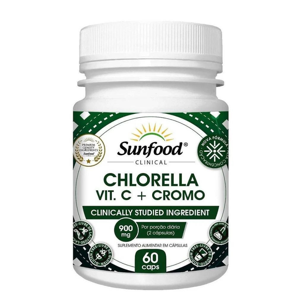 Clorela Chlorella Vit.C + Cromo 900mg 60caps Sunfood