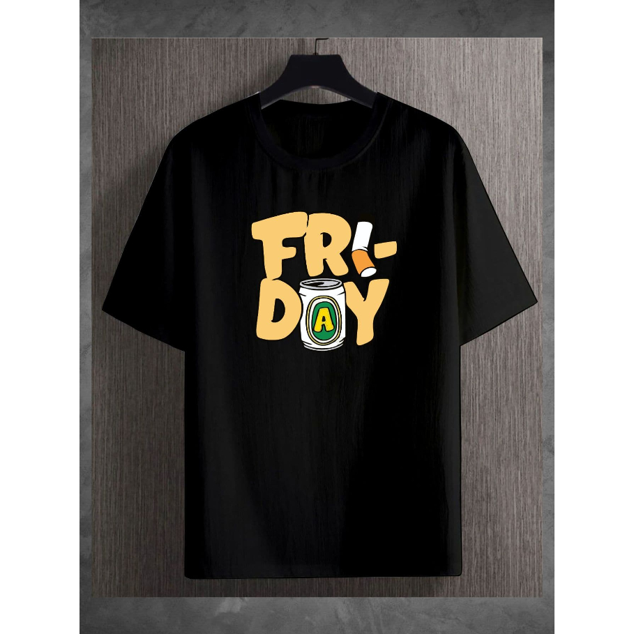 Camiseta Friday Happy Hour Drink Oversized Manga Curta Aesthetic Casual Moderna