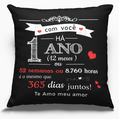 Presente Aniversário De Namoro Almofada Para Namorada (o) Love- Diversos Anos