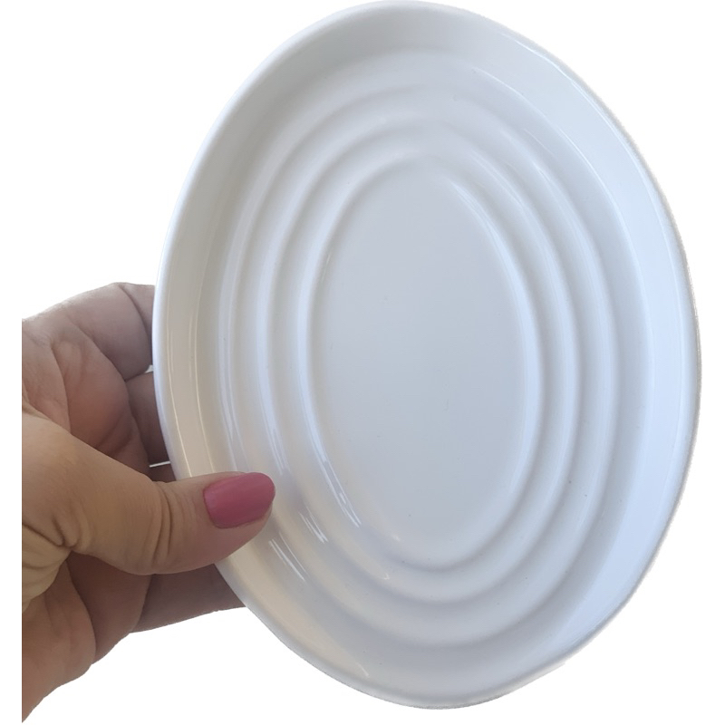 Descanso para Utensílios Oval Cerâmica Branco