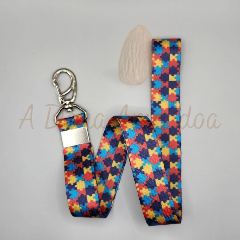 Cordão Para Crachá - Chaveiro -  Com Mosquetão - Girassol, Autismo e Down