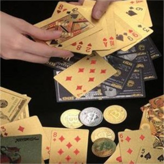 Conjunto Baralho Cartão de Jogo Dourado 24k Prova D