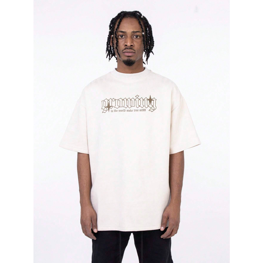 Camiseta Grawing Star Faça Verdade No Mundo Oversized Long Line Manga Curta Motivação Streetwear
