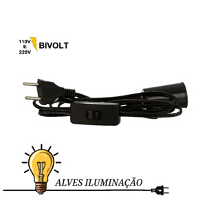 Luminária Rabicho Cordão de abajur com Soquete Liso E-27 e Acabamentos completo em Oferta na Shopee